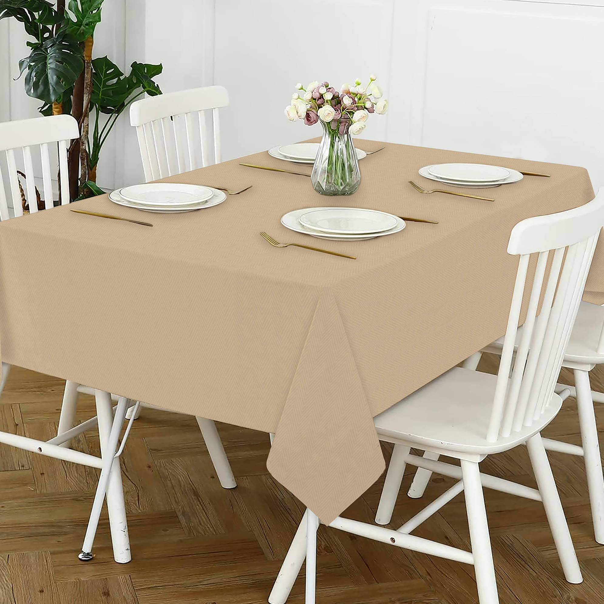Oasis Hometex Self Design Cotton 4 Seater Rectangle Table Cover ( 152 x 138 ) cm Pack of 1 Beige Oasis Hometex Self Design Cotton 4 Seater Rectangle Table Cover ( 152 x 138 ) cm Pack of 1 Beige