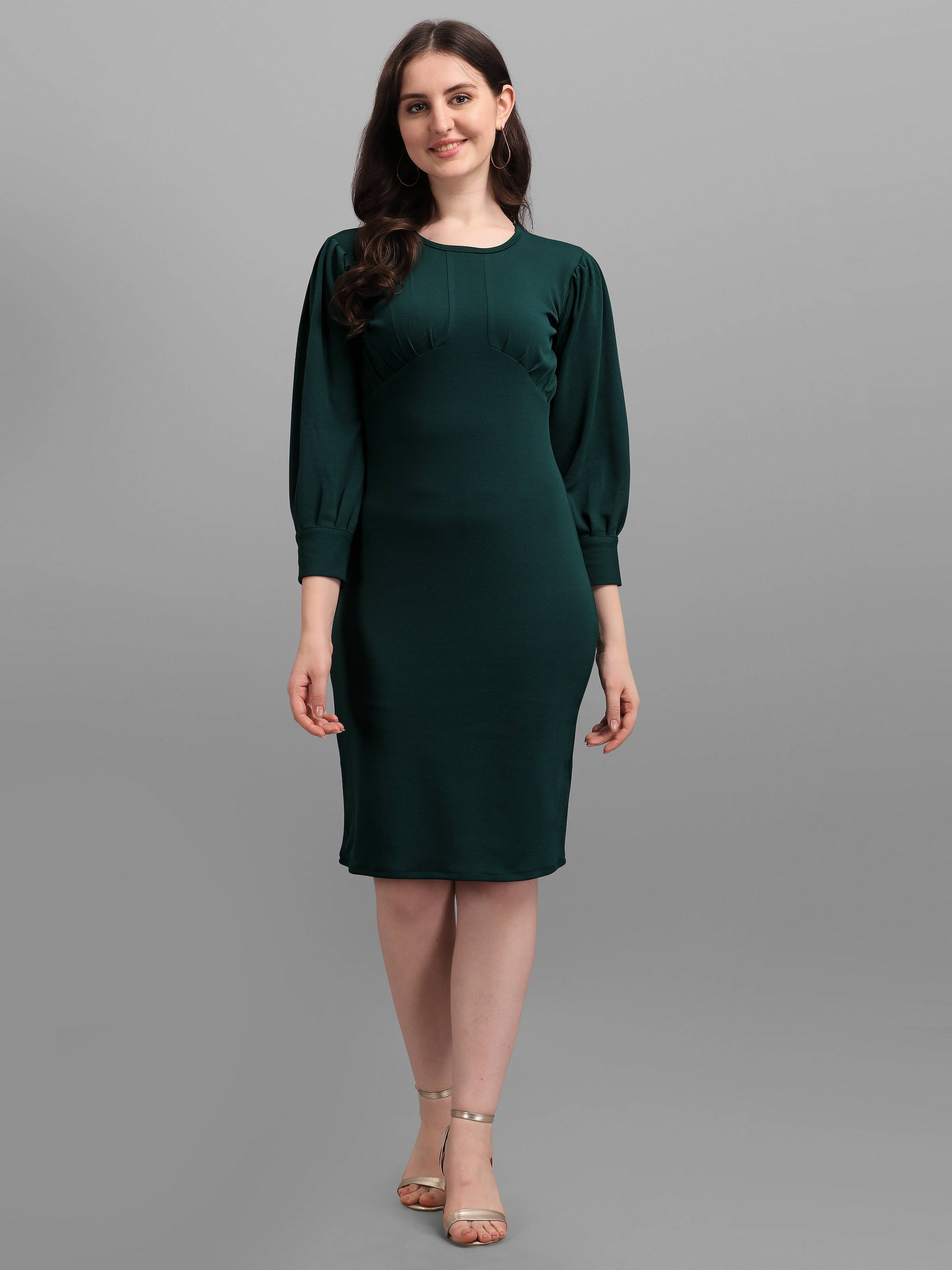     			PURVAJA Women Lycra Solid Bodycon Dress ( Green )