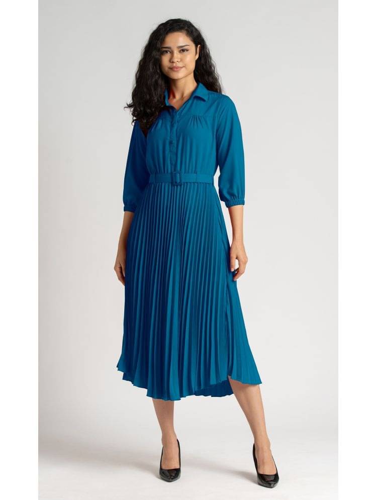     			RAIYANI FASHION Women Polyester Solid Fit & Flare Dress ( Blue )
