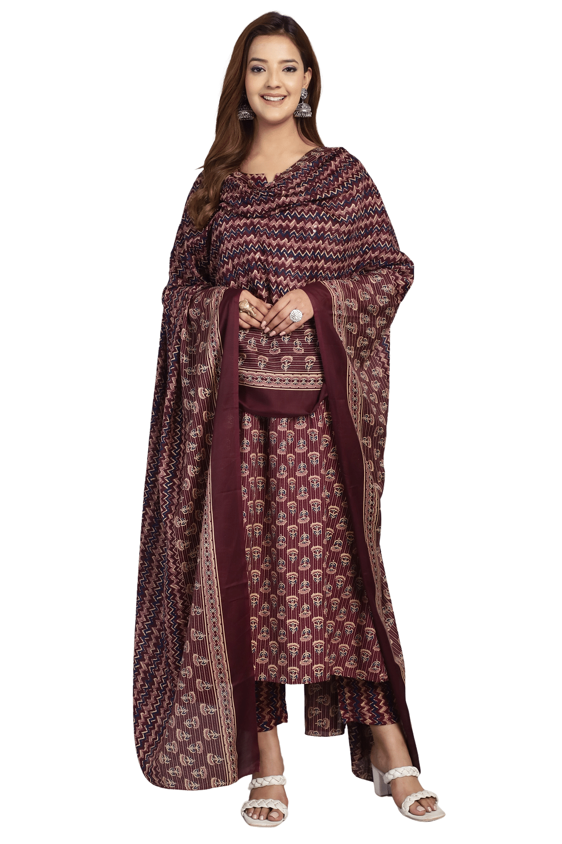 Rajnandini Cotton Blend Printed Kurti With Pants Women's Stitched Salwar Suit - Multicolor ( Pack of 1 ) Rajnandini Cotton Blend Printed Kurti With Pants Women's Stitched Salwar Suit - Multicolor ( Pack of 1 )