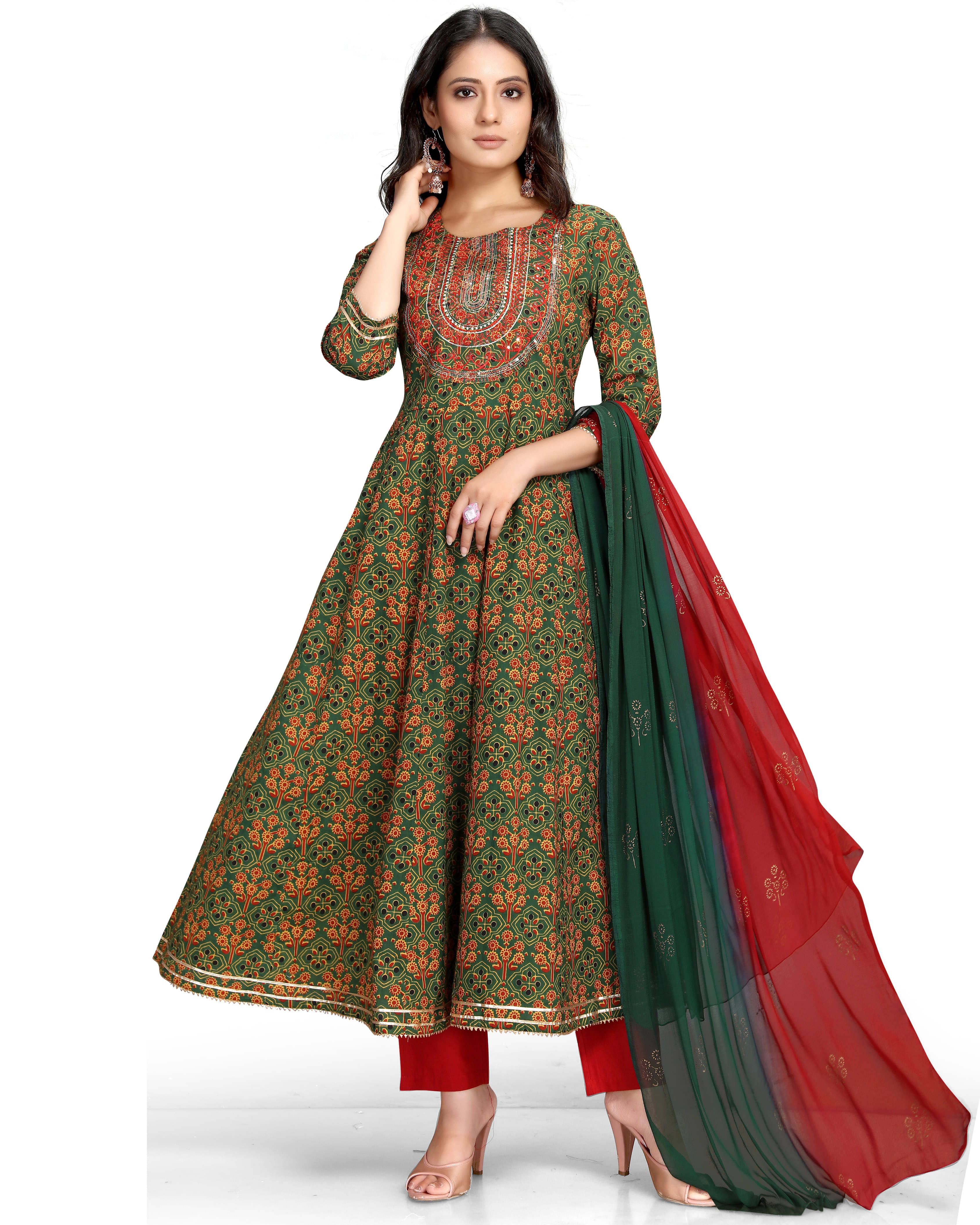 Rajnandini Cotton Embroidered Kurti With Pants Women's Stitched Salwar Suit - Multicolor ( Pack of 1 ) Rajnandini Cotton Embroidered Kurti With Pants Women's Stitched Salwar Suit - Multicolor ( Pack of 1 )