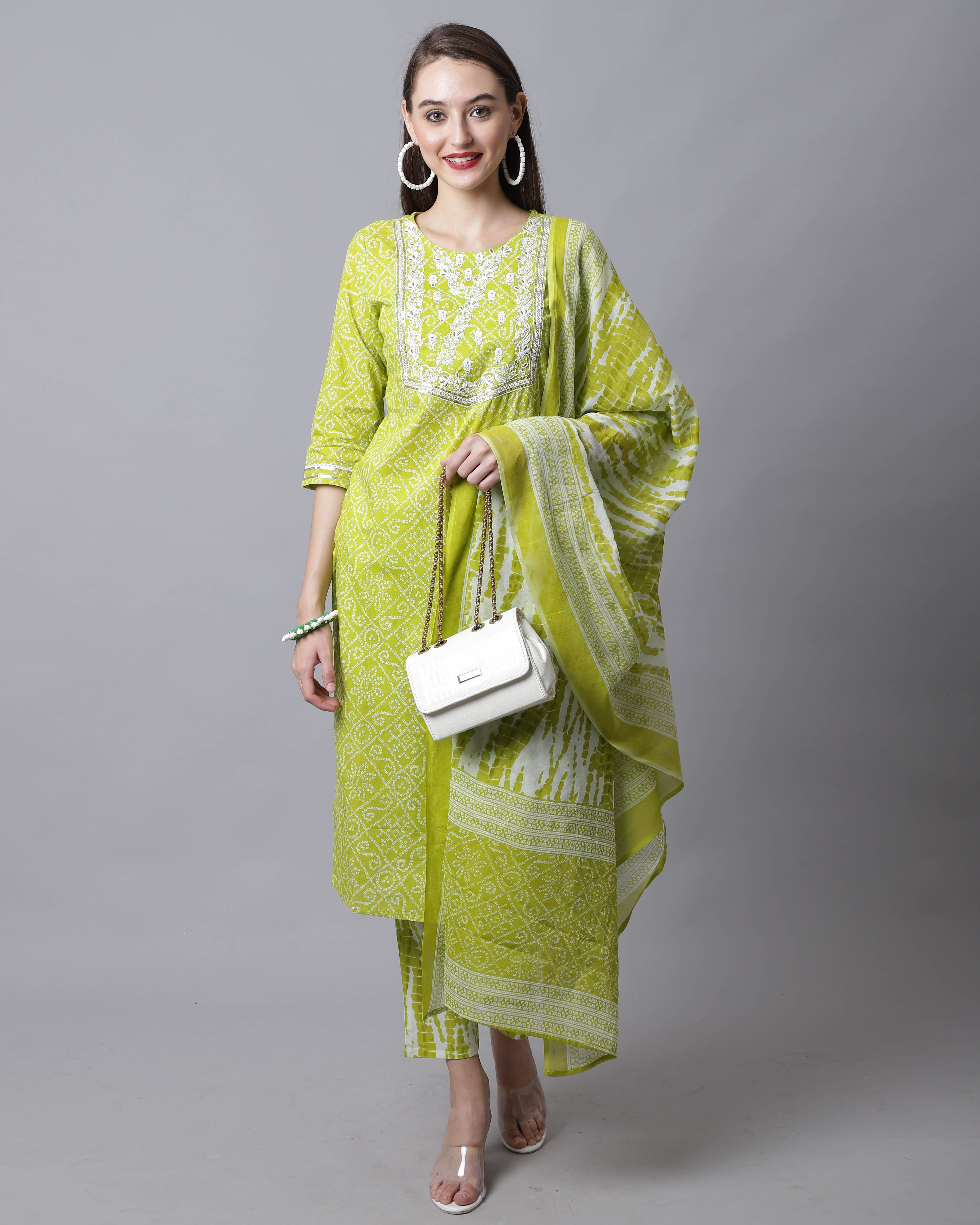 Rajnandini Cotton Printed Kurti With Pants Women's Stitched Salwar Suit - Green ( Pack of 1 ) Rajnandini Cotton Printed Kurti With Pants Women's Stitched Salwar Suit - Green ( Pack of 1 )