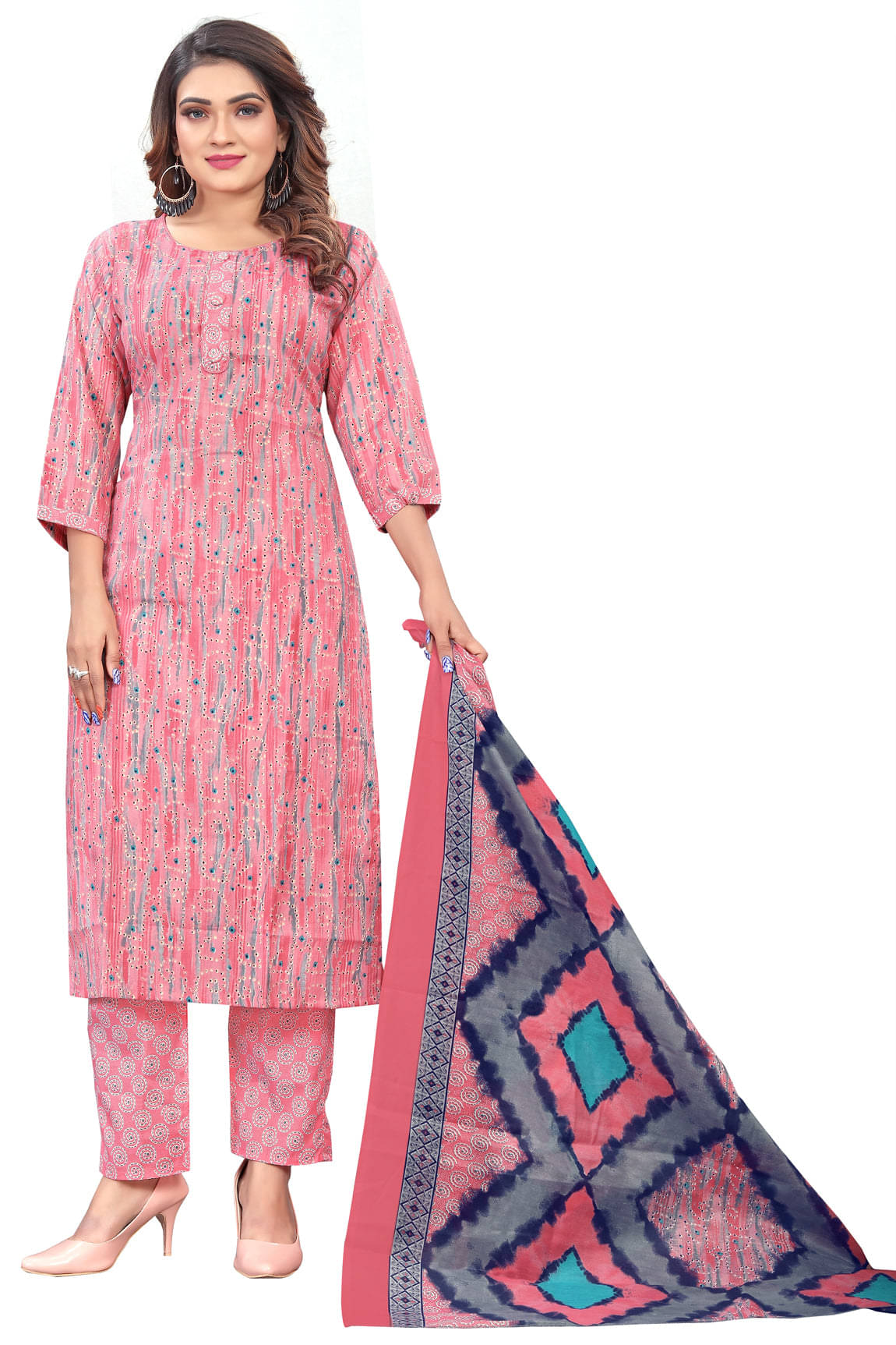 Rajnandini Cotton Printed Kurti With Pants Women's Stitched Salwar Suit - Pink ( Pack of 1 ) Rajnandini Cotton Printed Kurti With Pants Women's Stitched Salwar Suit - Pink ( Pack of 1 )