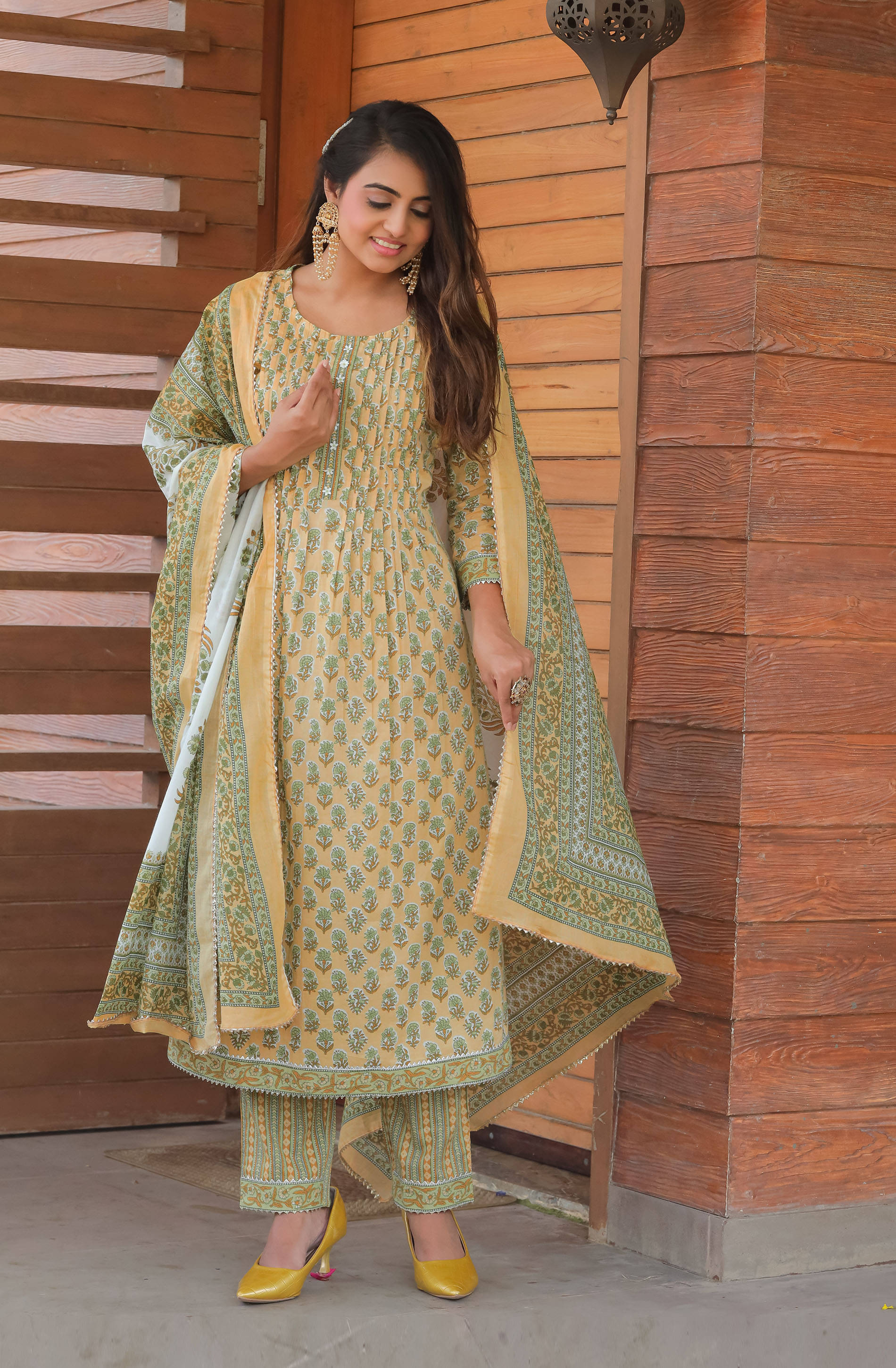     			Rajnandini Cotton Printed Kurti With Pants Women's Stitched Salwar Suit - Multicolor ( Pack of 1 )