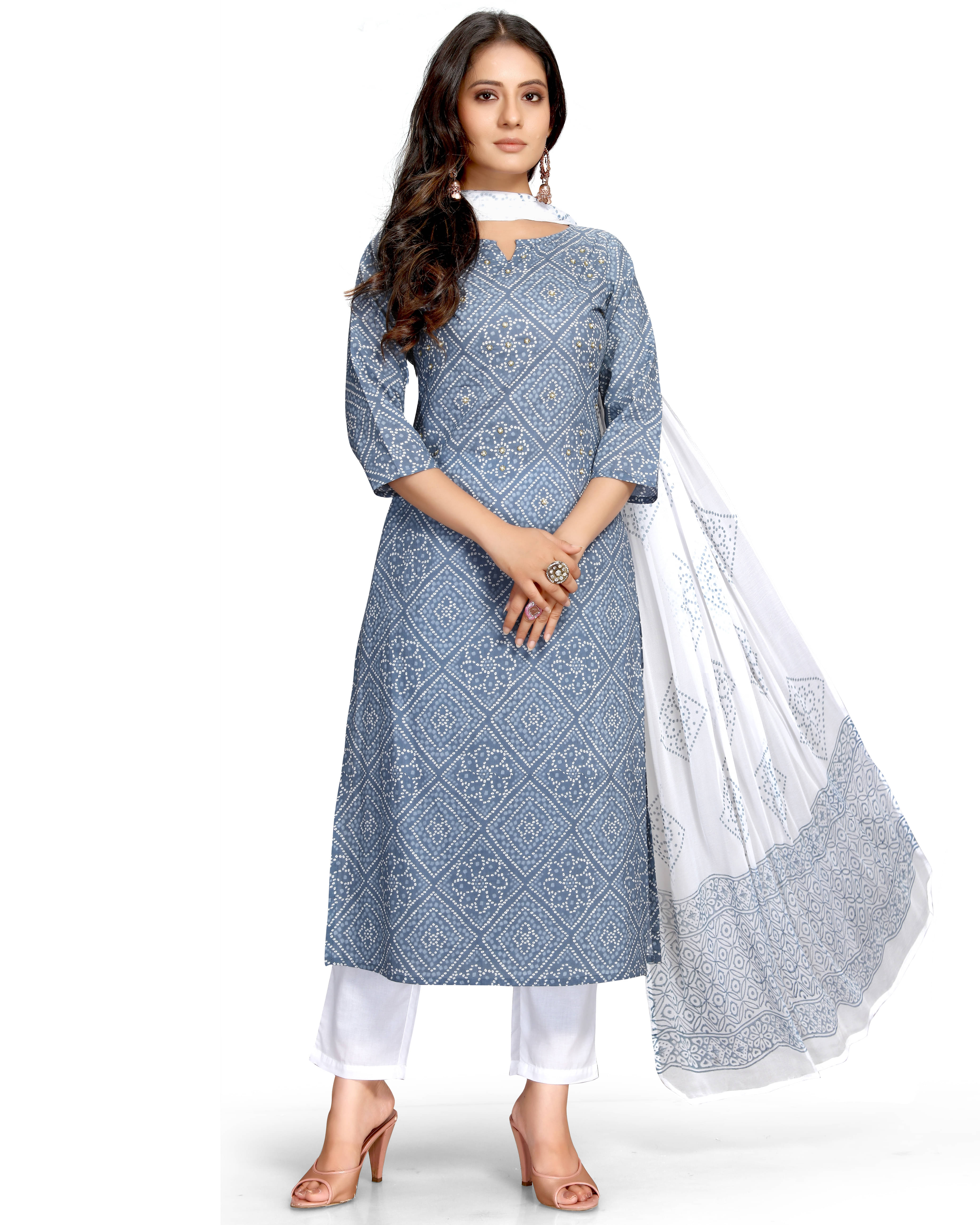     			Rajnandini Cotton Printed Kurti With Pants Women's Stitched Salwar Suit - Multicolor ( Pack of 1 )