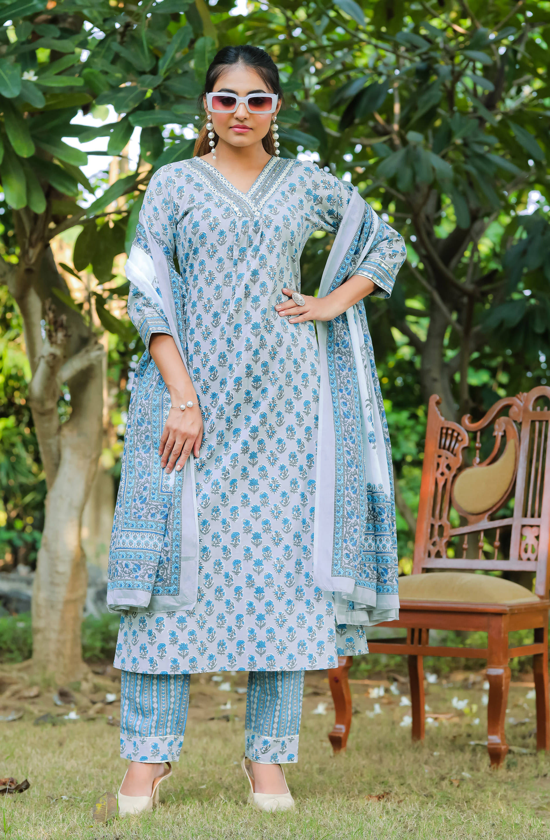 Rajnandini Cotton Printed Kurti With Pants Women's Stitched Salwar Suit - Multicolor ( Pack of 1 ) Rajnandini Cotton Printed Kurti With Pants Women's Stitched Salwar Suit - Multicolor ( Pack of 1 )