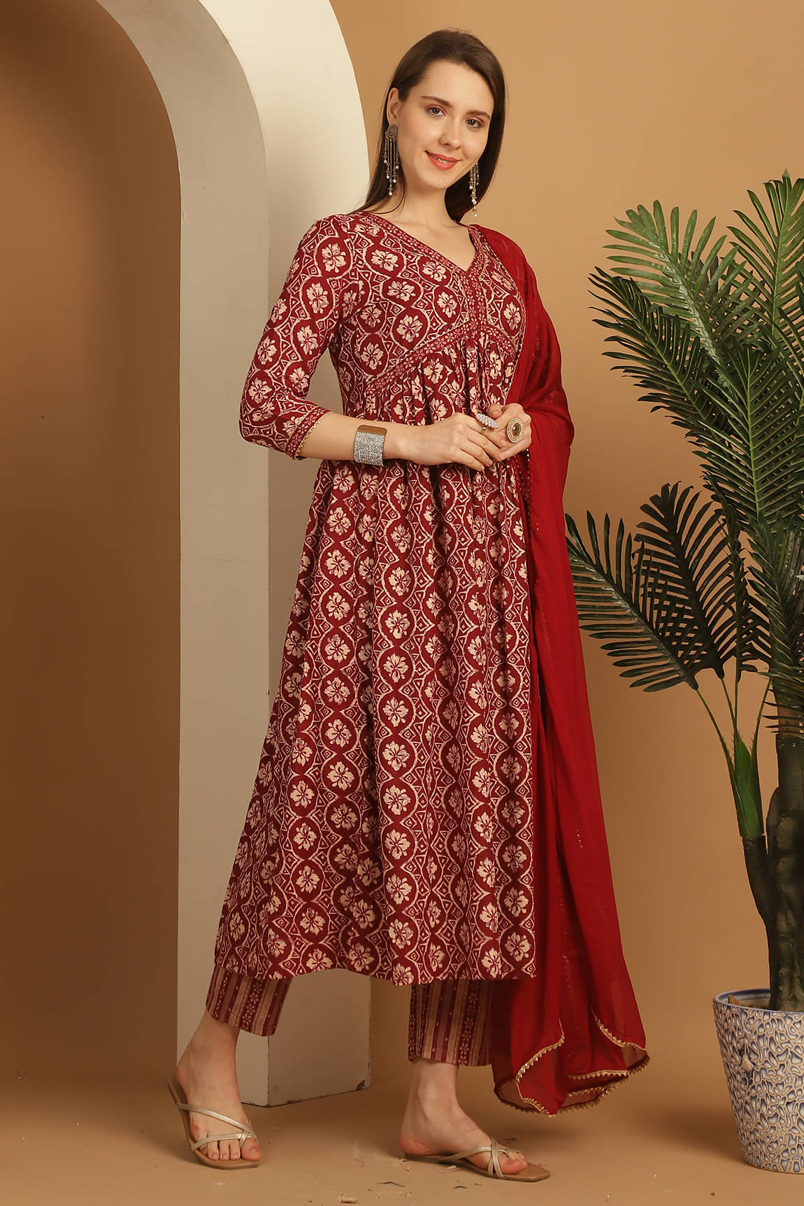     			Rajnandini Rayon Printed Kurti With Pants Women's Stitched Salwar Suit - Multicolor ( Pack of 1 )