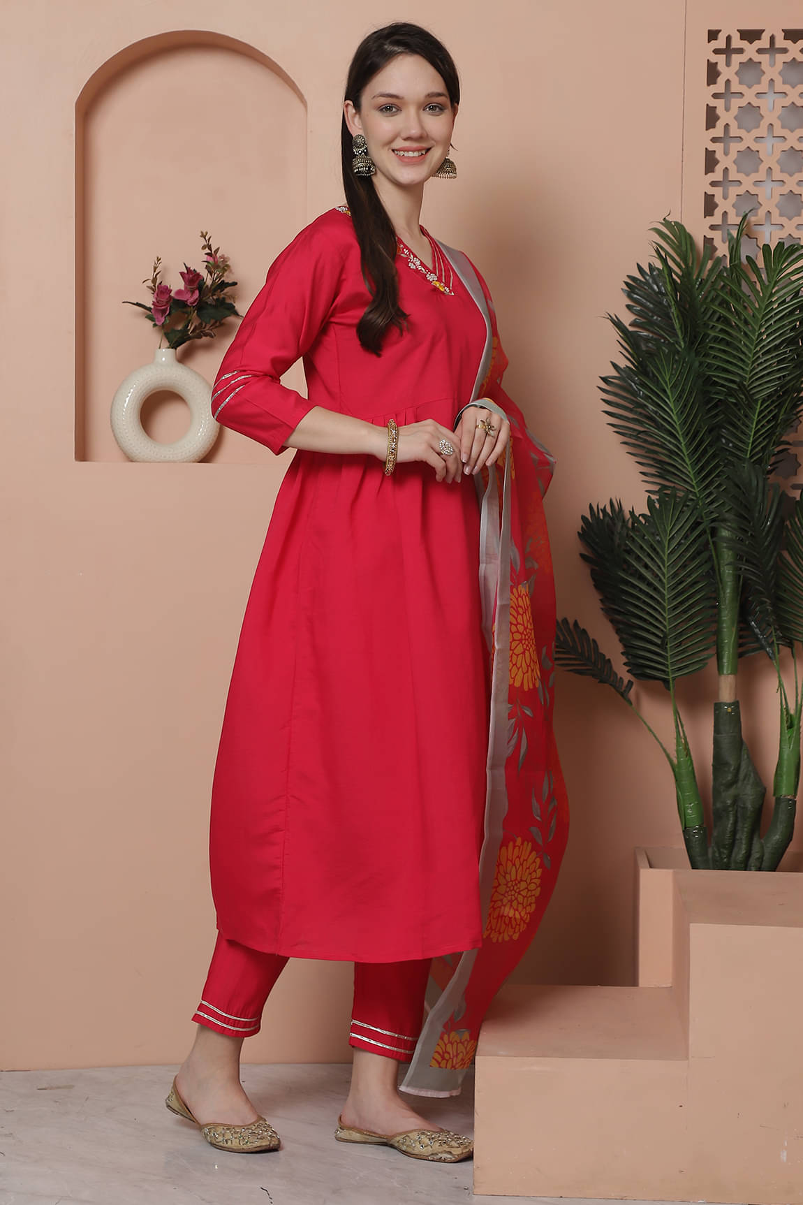 Rajnandini Silk Solid Kurti With Pants Women's Stitched Salwar Suit - Pink ( Pack of 1 ) Rajnandini Silk Solid Kurti With Pants Women's Stitched Salwar Suit - Pink ( Pack of 1 )