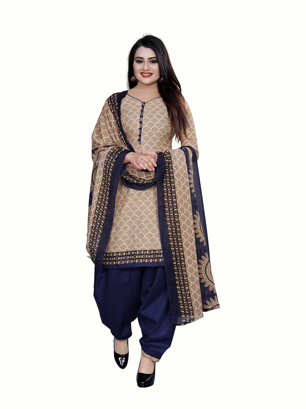 Rajnandini Unstitched Cotton Blend Printed Dress Material - Beige ( Pack of 1 ) Rajnandini Unstitched Cotton Blend Printed Dress Material - Beige ( Pack of 1 )