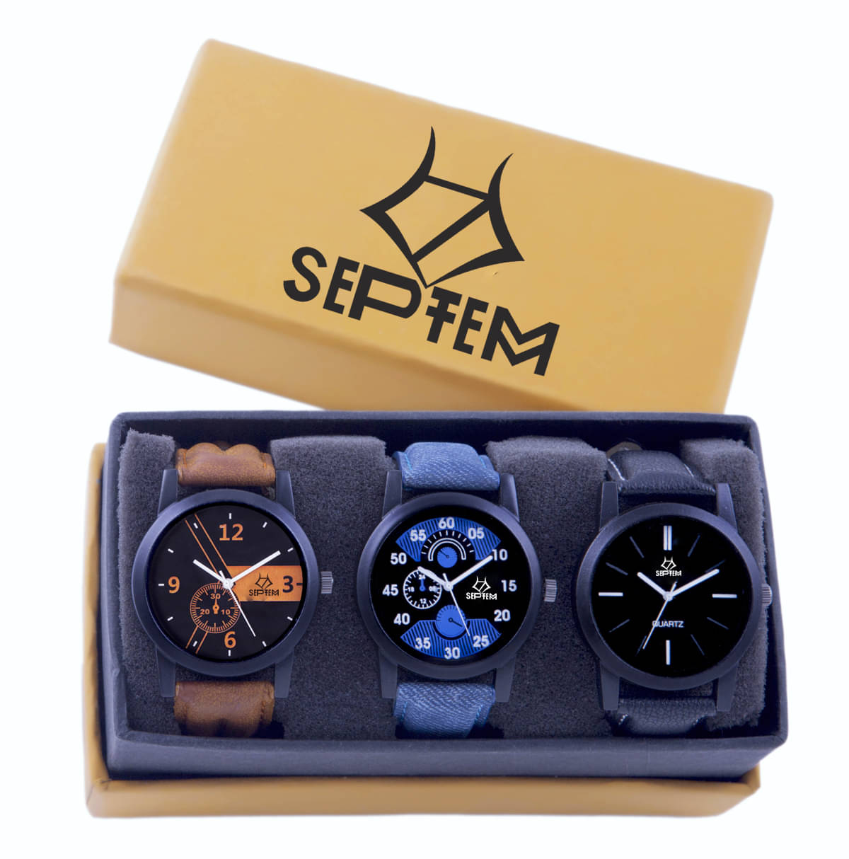     			Septem Multicolor Leather Analog Men's Watch