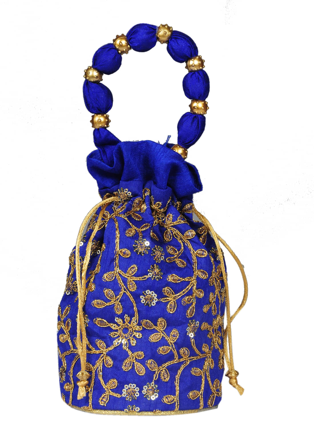     			Sunvika House Blue Silk Potli