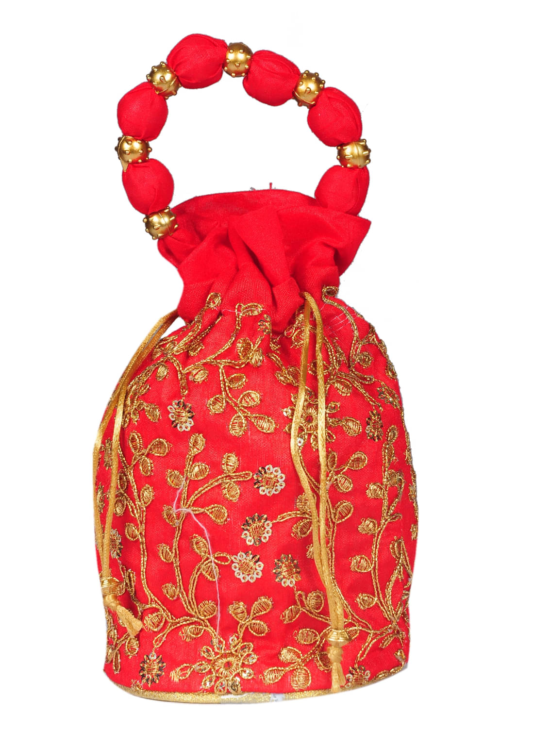     			Sunvika House Red Silk Potli