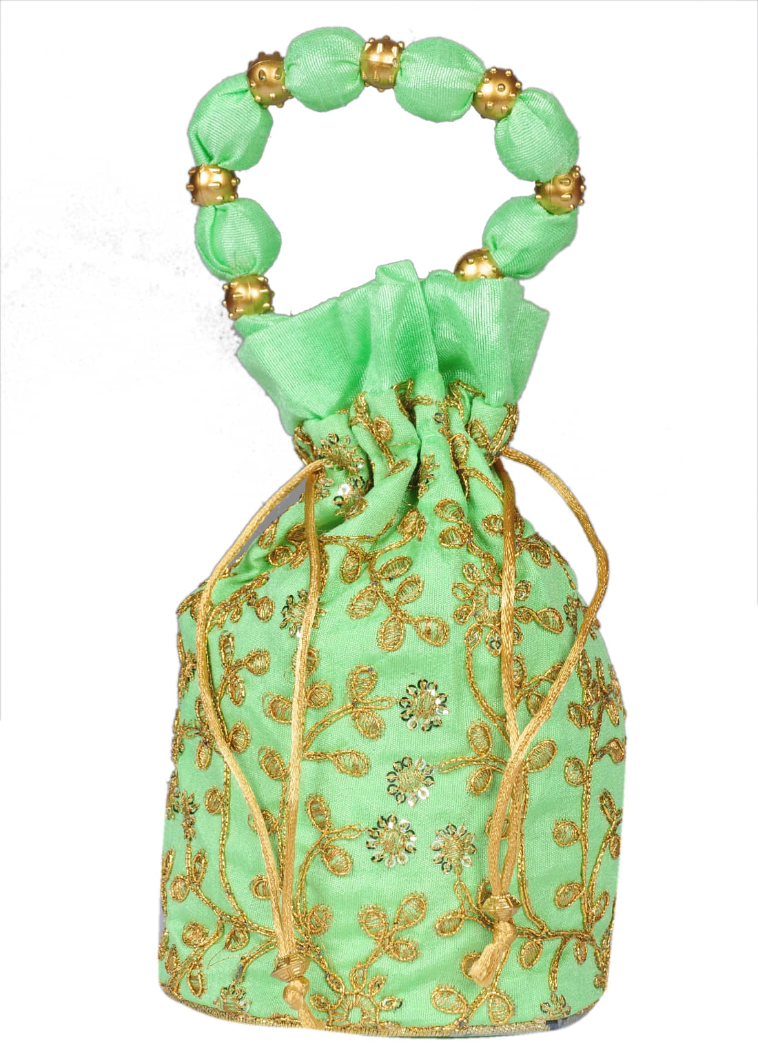    			Sunvika House Sea Green Silk Potli