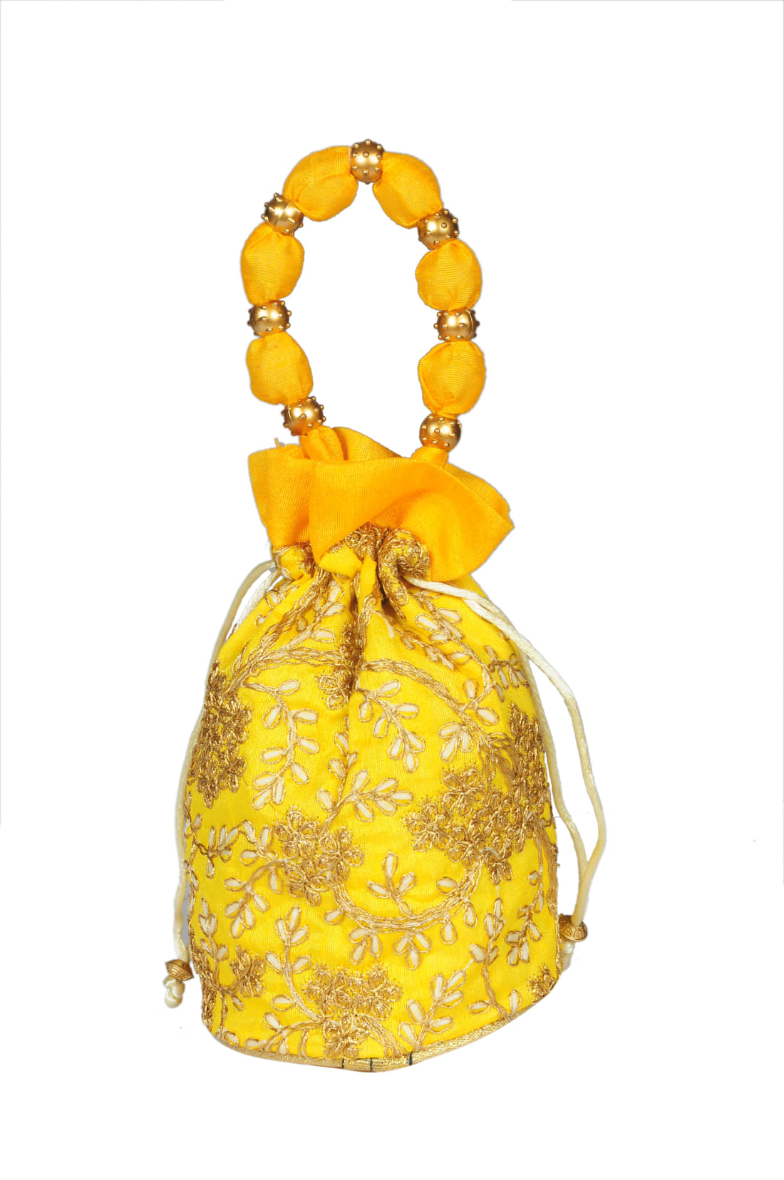    			Sunvika House Yellow Silk Potli