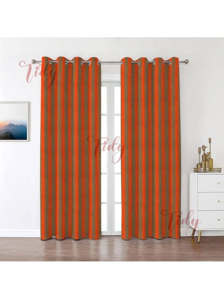 Tidy Vertical Striped Room Darkening Eyelet Curtain 7 ft ( Pack of 2 ) - Fluorescent Orange Tidy Vertical Striped Room Darkening Eyelet Curtain 7 ft ( Pack of 2 ) - Fluorescent Orange