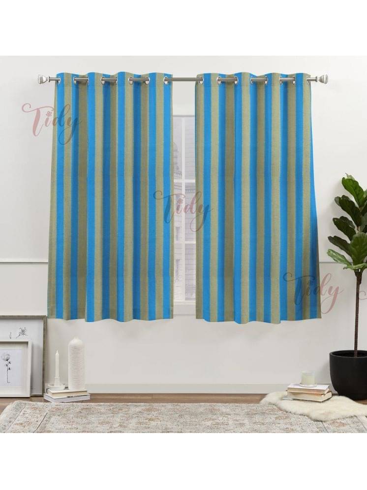 Tidy Vertical Striped Room Darkening Eyelet Curtain 5 ft ( Pack of 2 ) - Blue Tidy Vertical Striped Room Darkening Eyelet Curtain 5 ft ( Pack of 2 ) - Blue