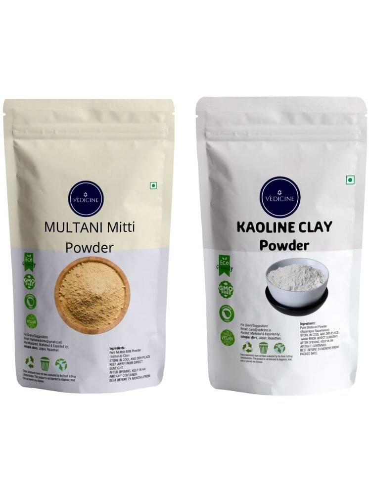     			Vedicine Pure Multani Mitti and Kaoline Powder For Face and Skin Care (100g each) (Pack of 2)