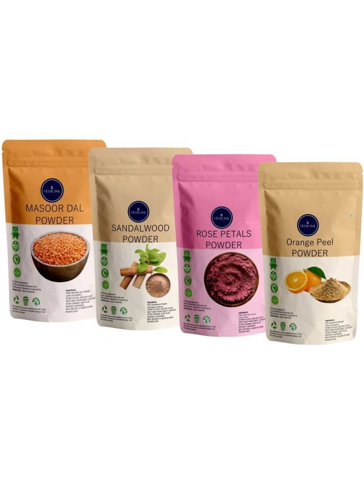     			Vedicine Masoor Dal Sandalwood Rose Petals Orange Peel Powder for Face (100g each) (Pack of 4)