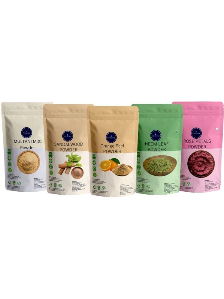     			Vedicine Multani Mitti Sandalwood Orange Peel Neem Rose Petals Powder For Face (50g each)
