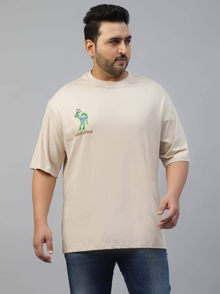 Veirdo Pack of 1 100% Cotton Oversized Fit Men's T-Shirt ( Cream )