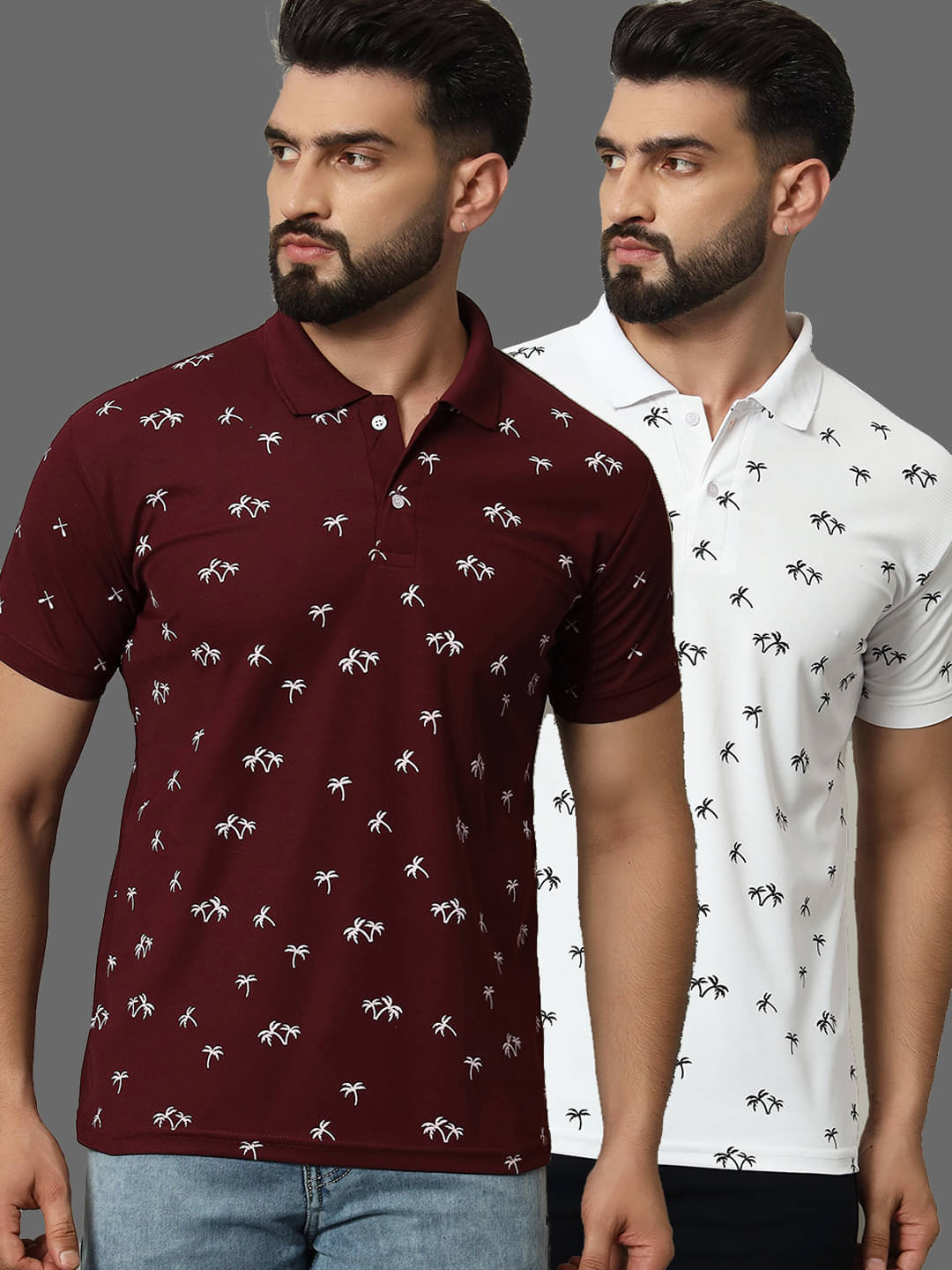     			connan Pack of 2 Cotton Blend Regular Fit Printed Half Sleeves Men's Polo T Shirt ( Red )