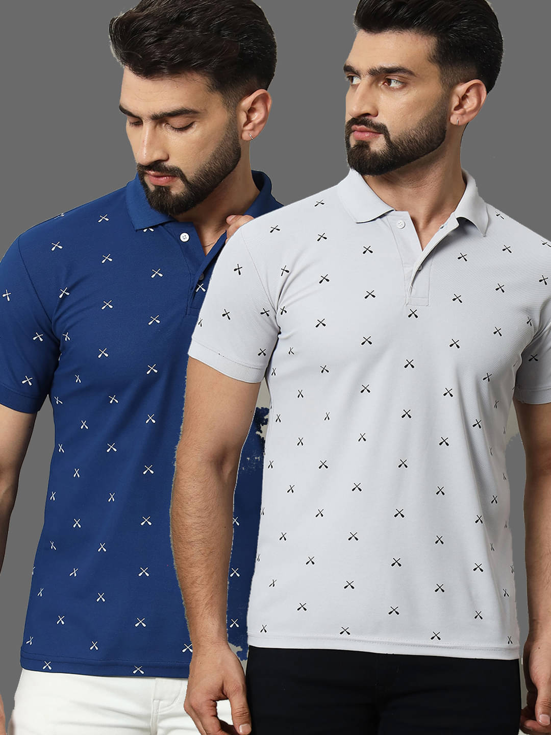 connan Pack of 2 Cotton Blend Regular Fit Printed Half Sleeves Men's Polo T Shirt ( Blue ) connan Pack of 2 Cotton Blend Regular Fit Printed Half Sleeves Men's Polo T Shirt ( Blue )