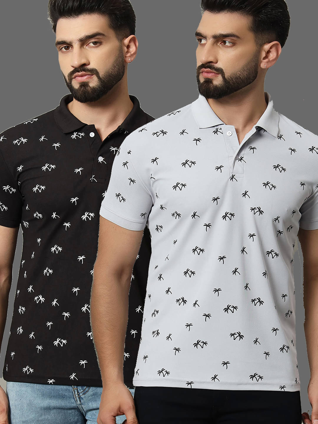 connan Pack of 2 Cotton Blend Regular Fit Printed Half Sleeves Men's Polo T Shirt ( Black ) connan Pack of 2 Cotton Blend Regular Fit Printed Half Sleeves Men's Polo T Shirt ( Black )