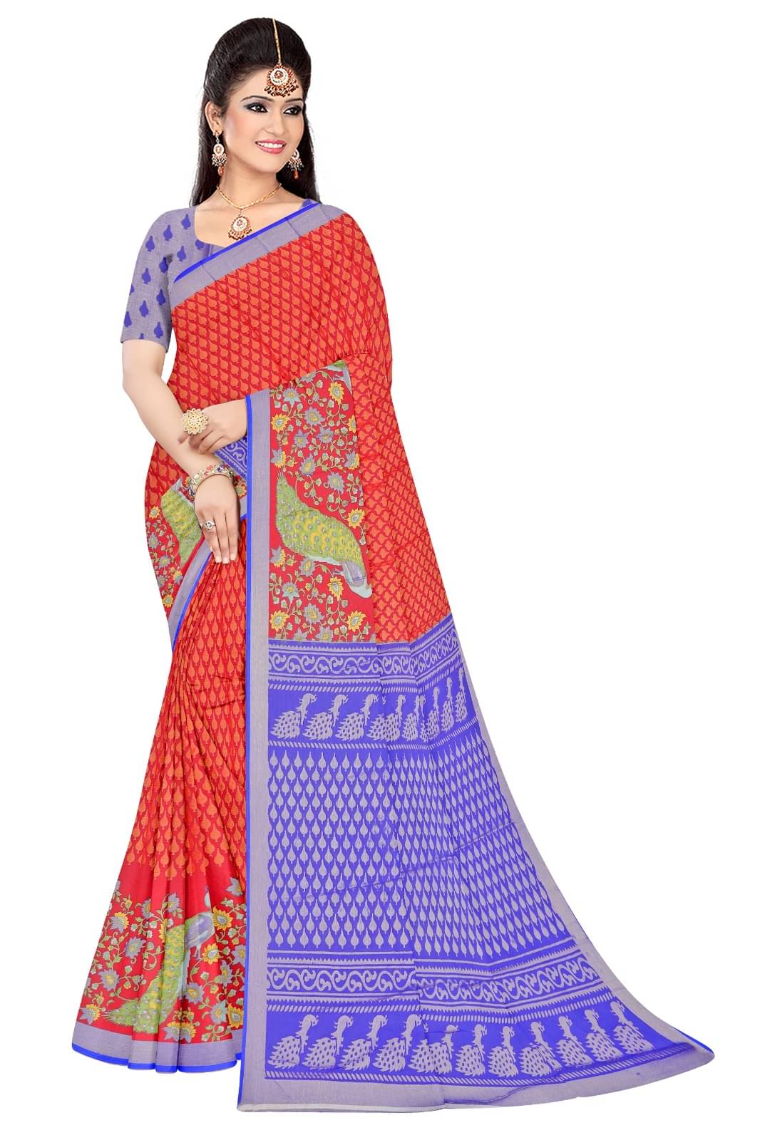 mahalaxmi fab Banarasi Silk Applique Saree With Unstitched Blouse Piece ( Red )     			mahalaxmi fab Banarasi Silk Applique Saree With Unstitched Blouse Piece ( Red )