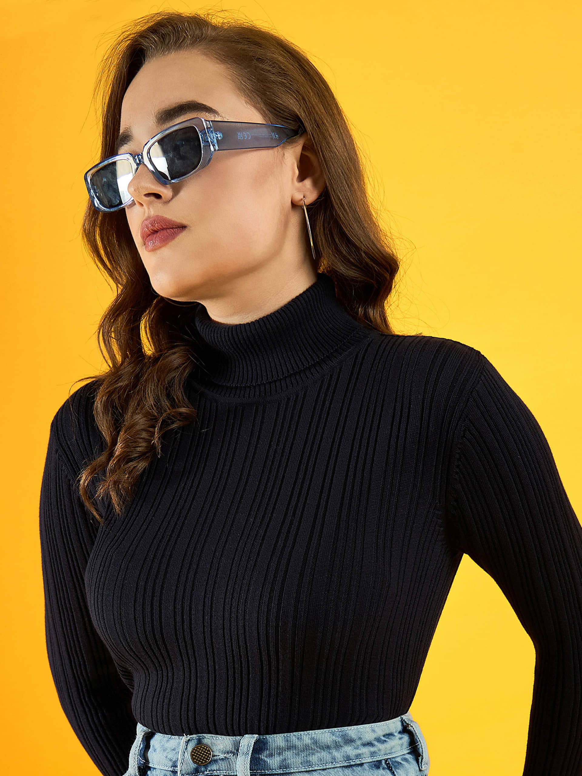 98 Degree North Cotton High Neck Women's Pullovers - Navy (Pack of 1)