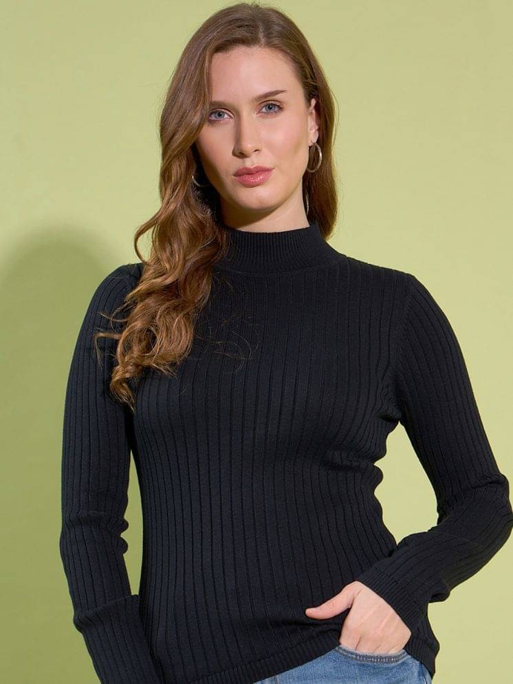 98 Degree North Women Cotton High Neck Pullover ( Black )     			98 Degree North Women Cotton High Neck Pullover ( Black )