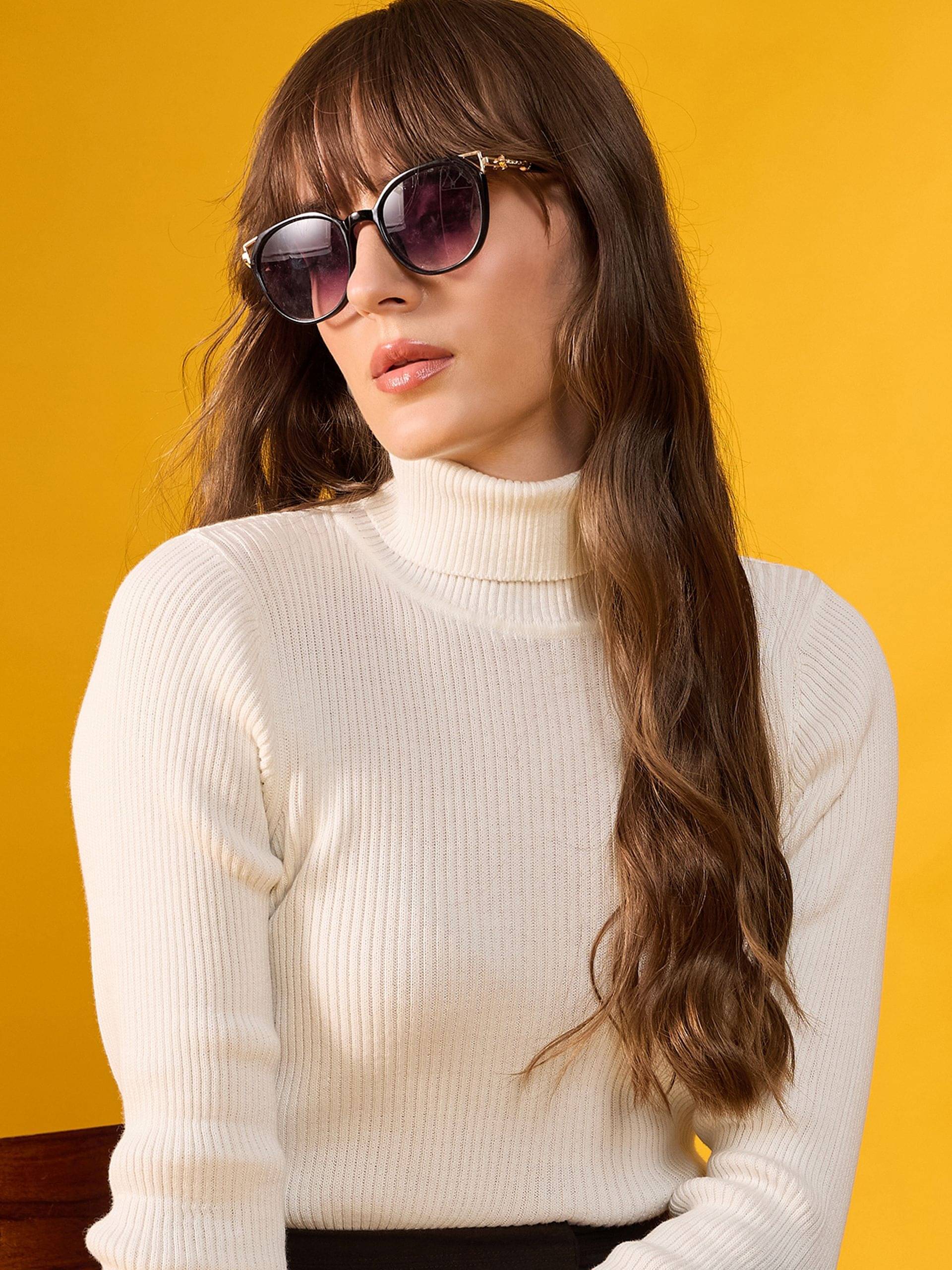 98 Degree North Women Cotton High Neck Pullover ( Off White )     			98 Degree North Women Cotton High Neck Pullover ( Off White )
