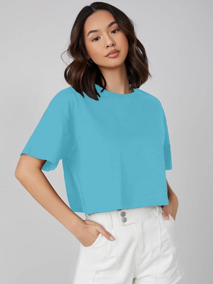     			Aahwan Women's Cotton Crop Top ( Light Blue )