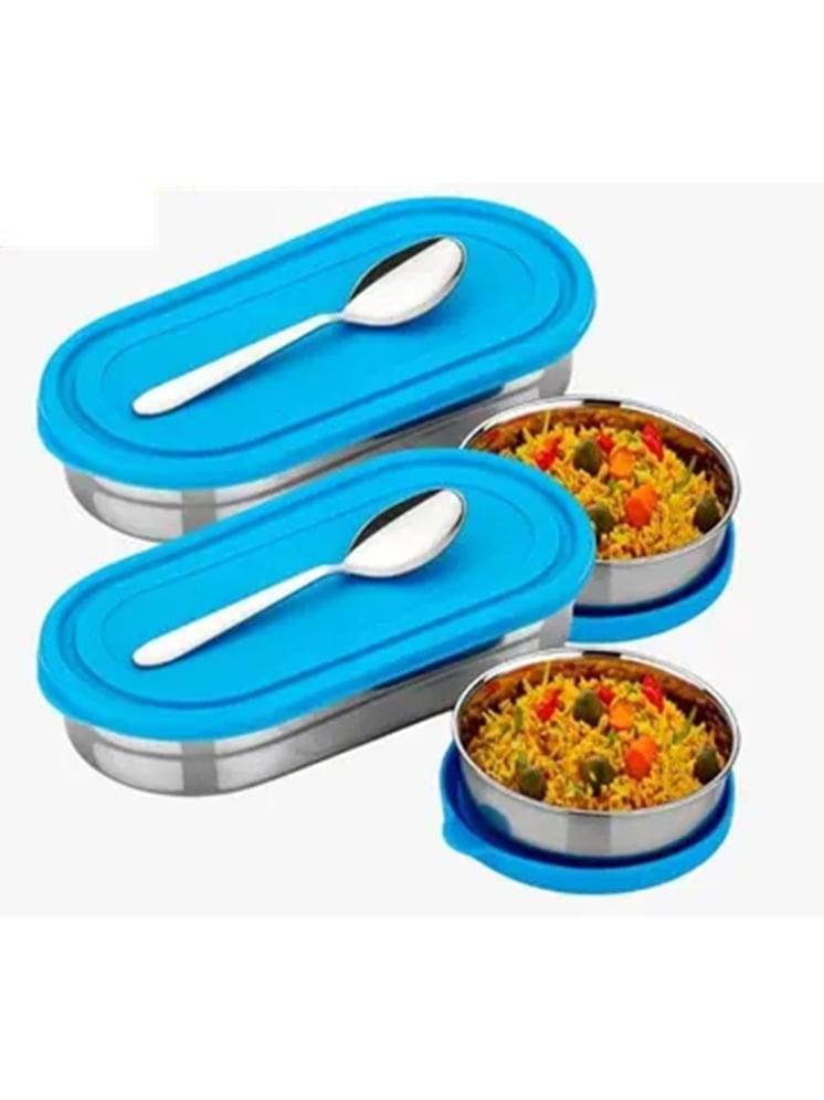 Analog Kitchenware School/College/Office Tiffin Stainless Steel Lunch Box 4 - Container ( Pack of 2 ) Analog Kitchenware School/College/Office Tiffin Stainless Steel Lunch Box 4 - Container ( Pack of 2 )