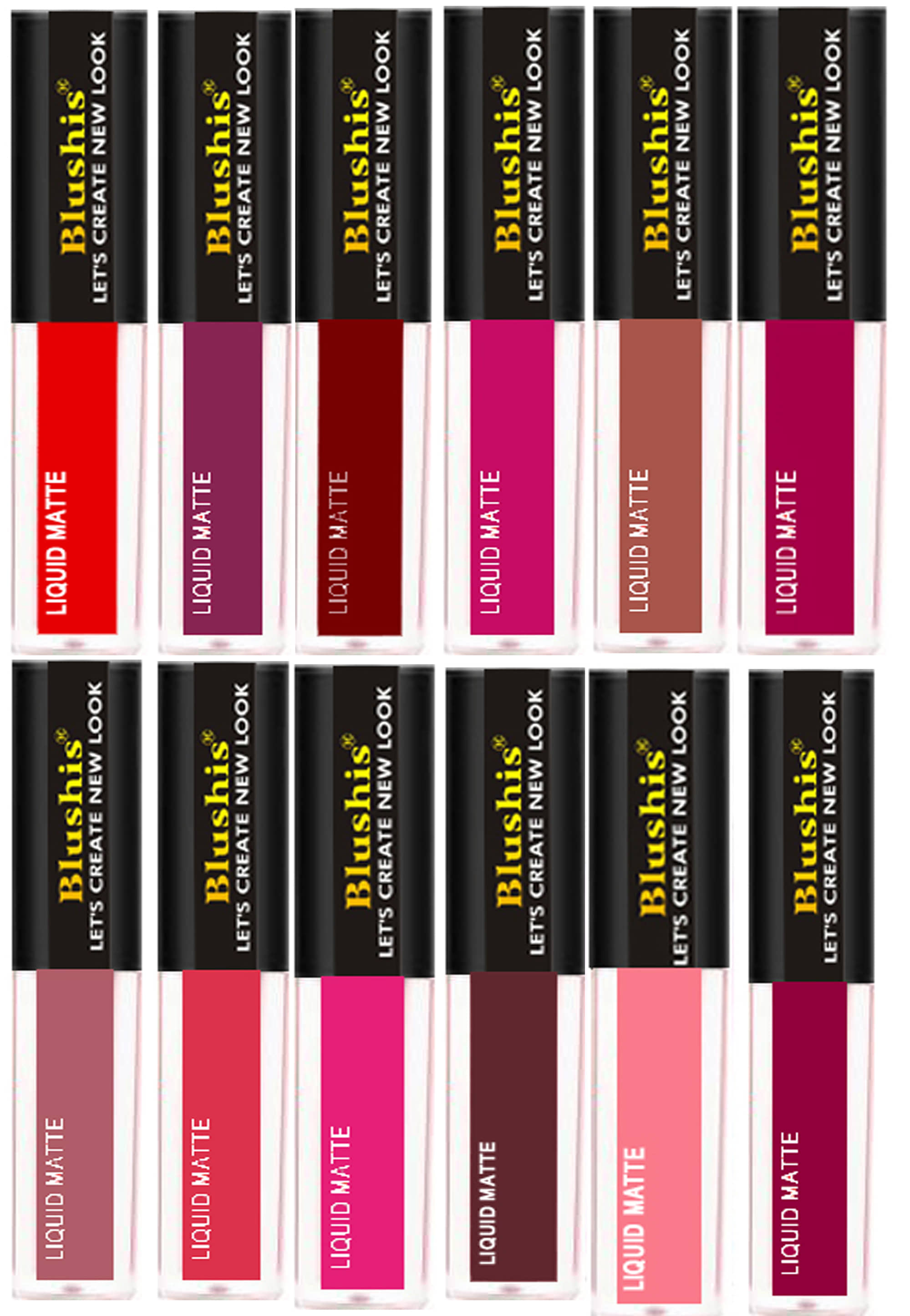 BLUSHIS Long Stay Multicolor Matte Lipstick (Pack of 12)