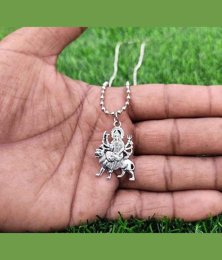 Silver Plated Durga Maa Men's Chain with Pendant