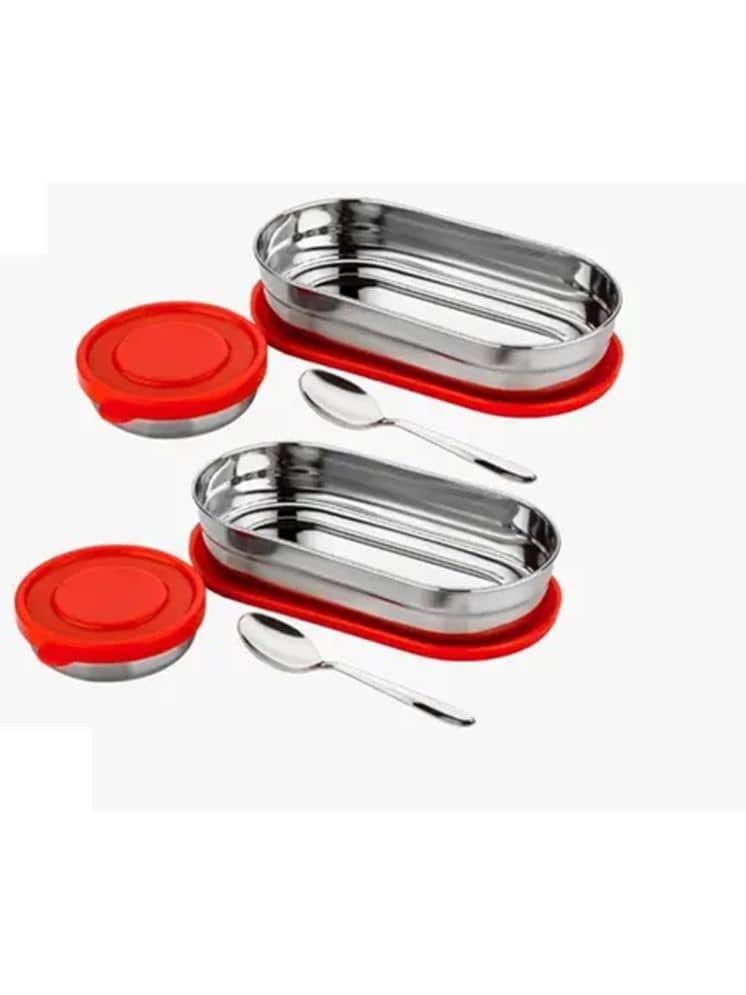 Dark Sun Kitchenware School/College/Office Tiffin Stainless Steel Lunch Box 4 - Container ( Pack of 2 )