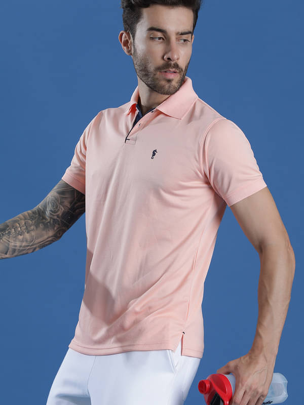 EPPE Pack of 1 Polyester Slim Fit Solid Half Sleeves Men's Polo T Shirt ( Peach ) EPPE Pack of 1 Polyester Slim Fit Solid Half Sleeves Men's Polo T Shirt ( Peach )