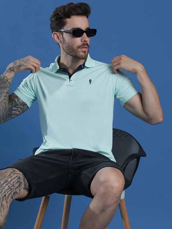 EPPE Pack of 1 Polyester Slim Fit Solid Half Sleeves Men's Polo T Shirt ( Turquoise ) EPPE Pack of 1 Polyester Slim Fit Solid Half Sleeves Men's Polo T Shirt ( Turquoise )