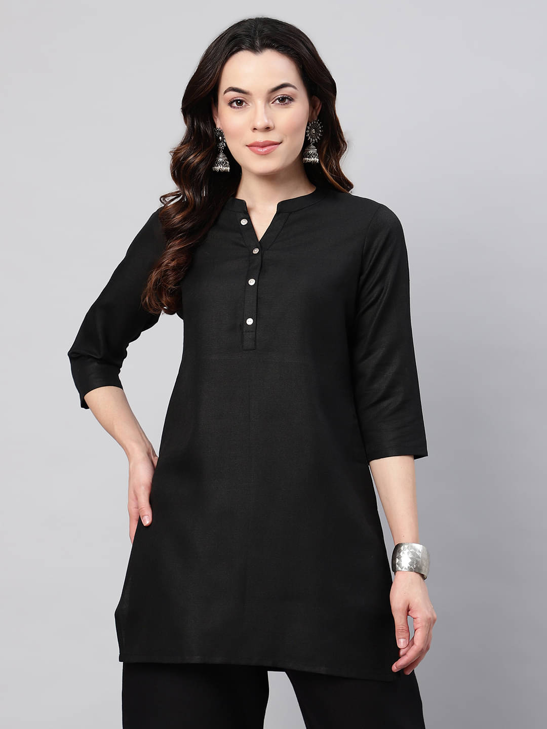     			Flamboyant Women's Cotton Tunic ( Black )