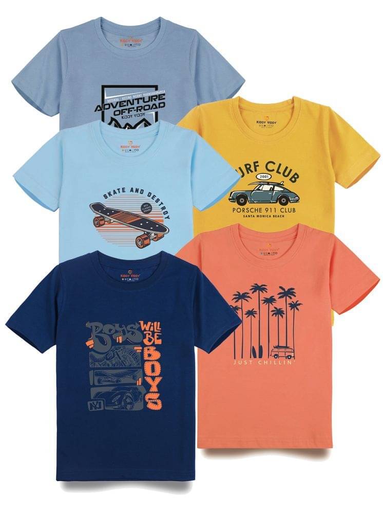     			KIDDY VIDDY Pack of 1 Boys Cotton T-Shirt ( Light Blue )