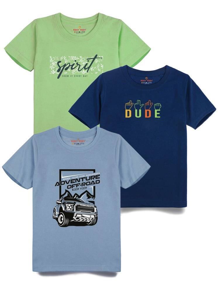     			KIDDY VIDDY Pack of 1 Boys Cotton T-Shirt ( Navy Blue )