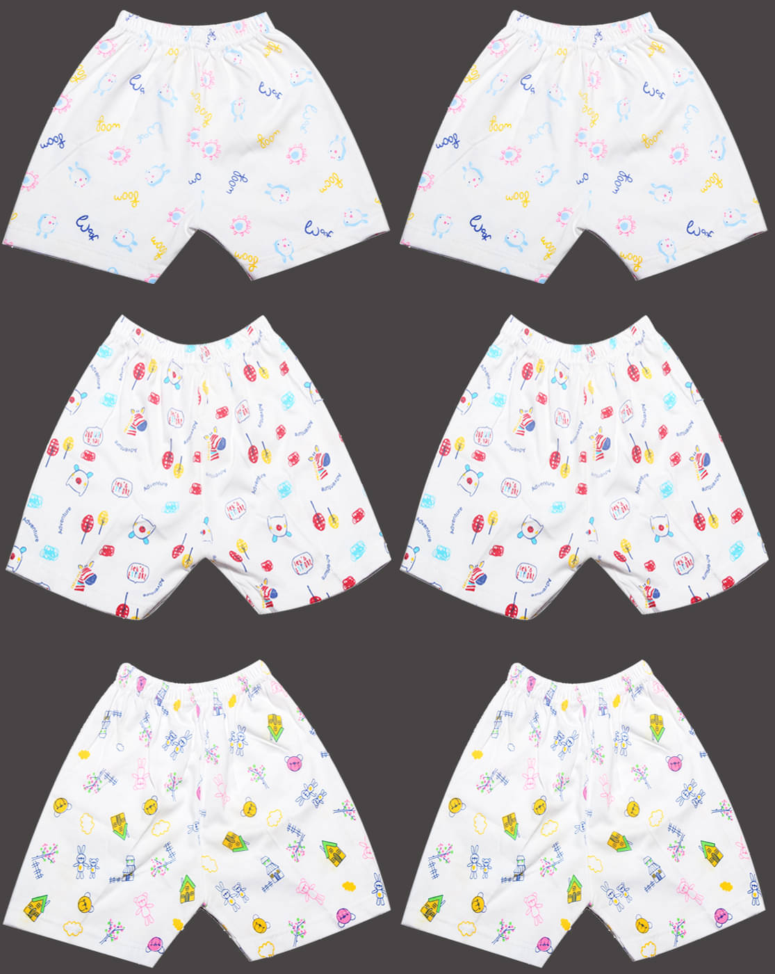 KidzzCart Baby Boys & Baby Girls Cotton Shorts Pack of 6 KidzzCart Baby Boys & Baby Girls Cotton Shorts Pack of 6
