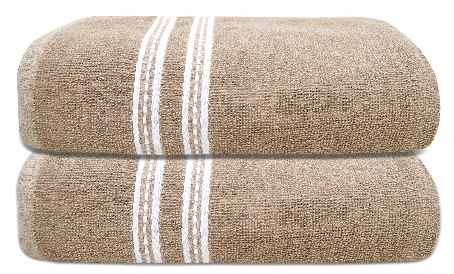     			LADLI JEE Cotton Striped 400 -GSM Bath Towel ( Pack of 2 ) - Beige