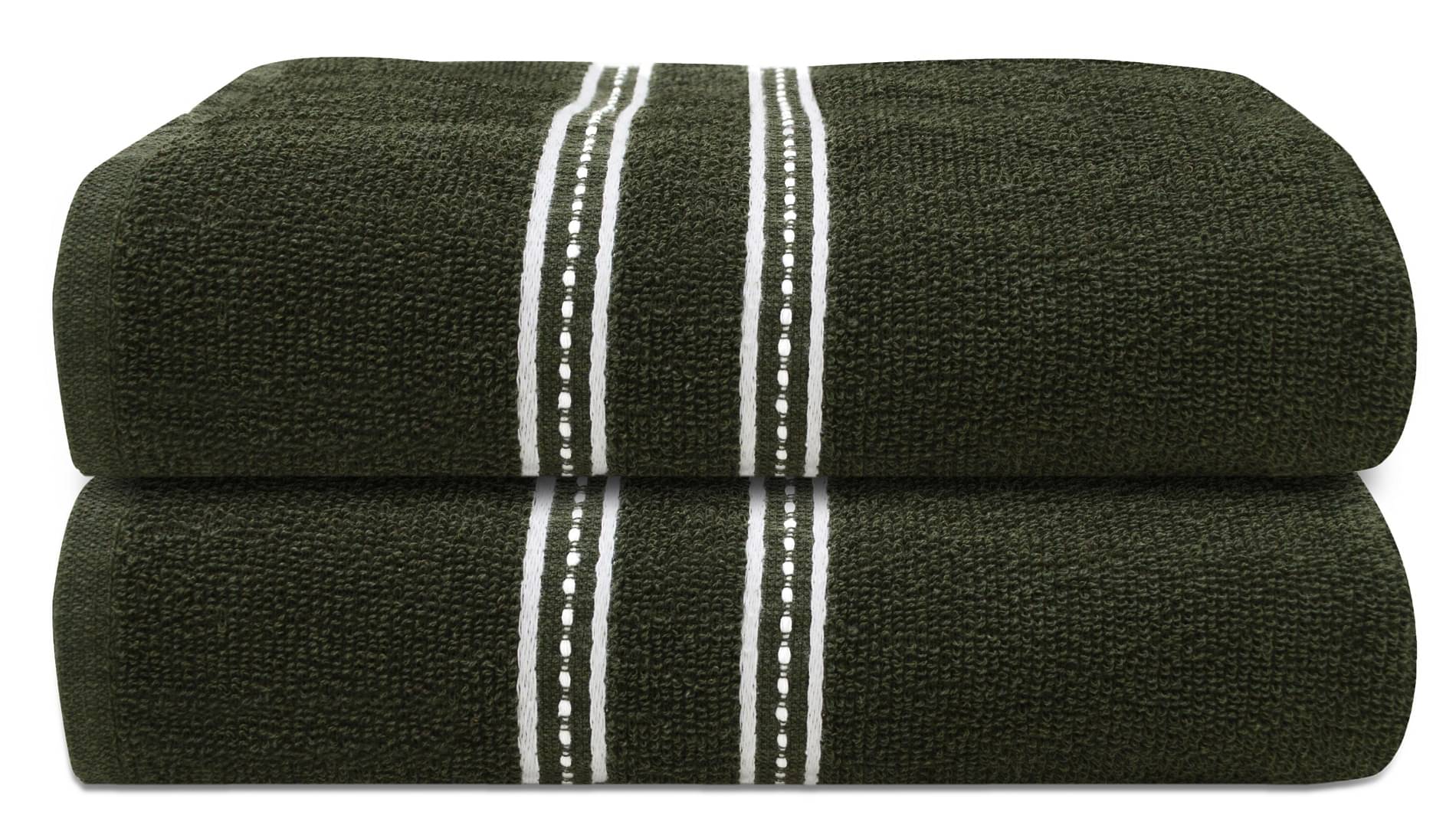     			LADLI JEE Cotton Striped 400 -GSM Bath Towel ( Pack of 2 ) - Green
