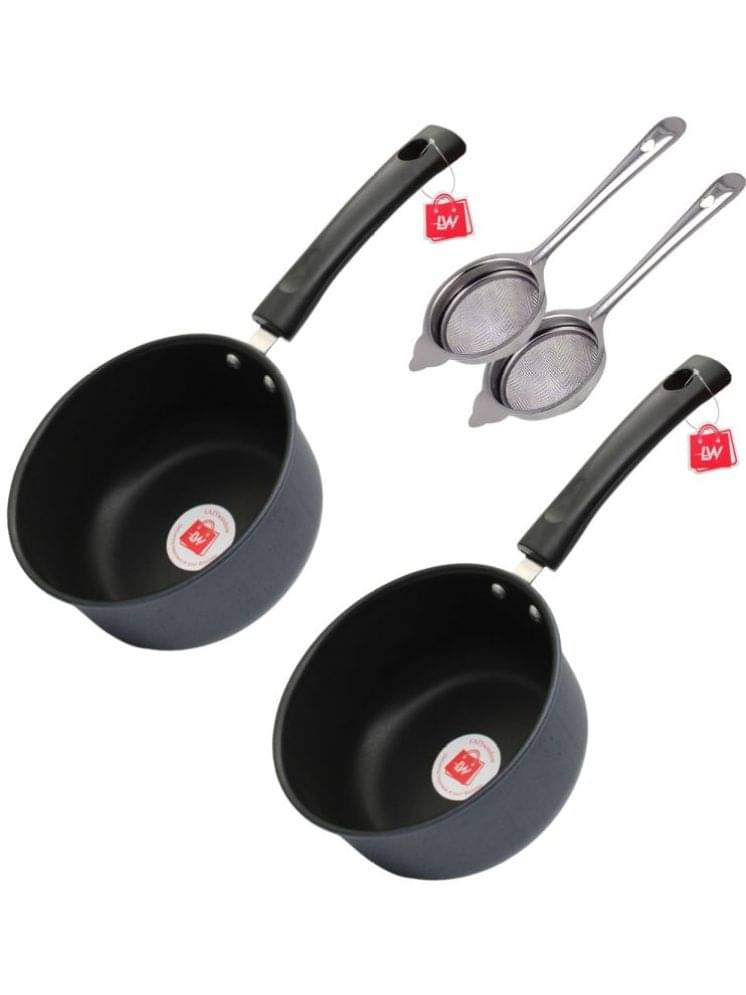 LAZYWINDOW Souce Pan & Strainer Hard Anodised Non-Stick Sauce Pan ( Pack of 2 ) LAZYWINDOW Souce Pan & Strainer Hard Anodised Non-Stick Sauce Pan ( Pack of 2 )