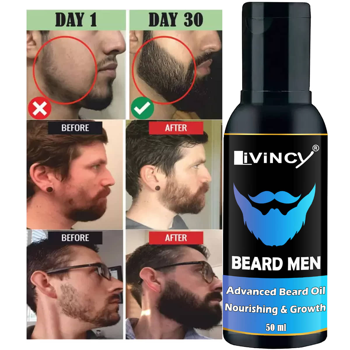 LIVINCY Argan Oil For a Shiny Beard Beard Oil 50 ml - Beard Care and Tools | Buy online on ZillyBuy