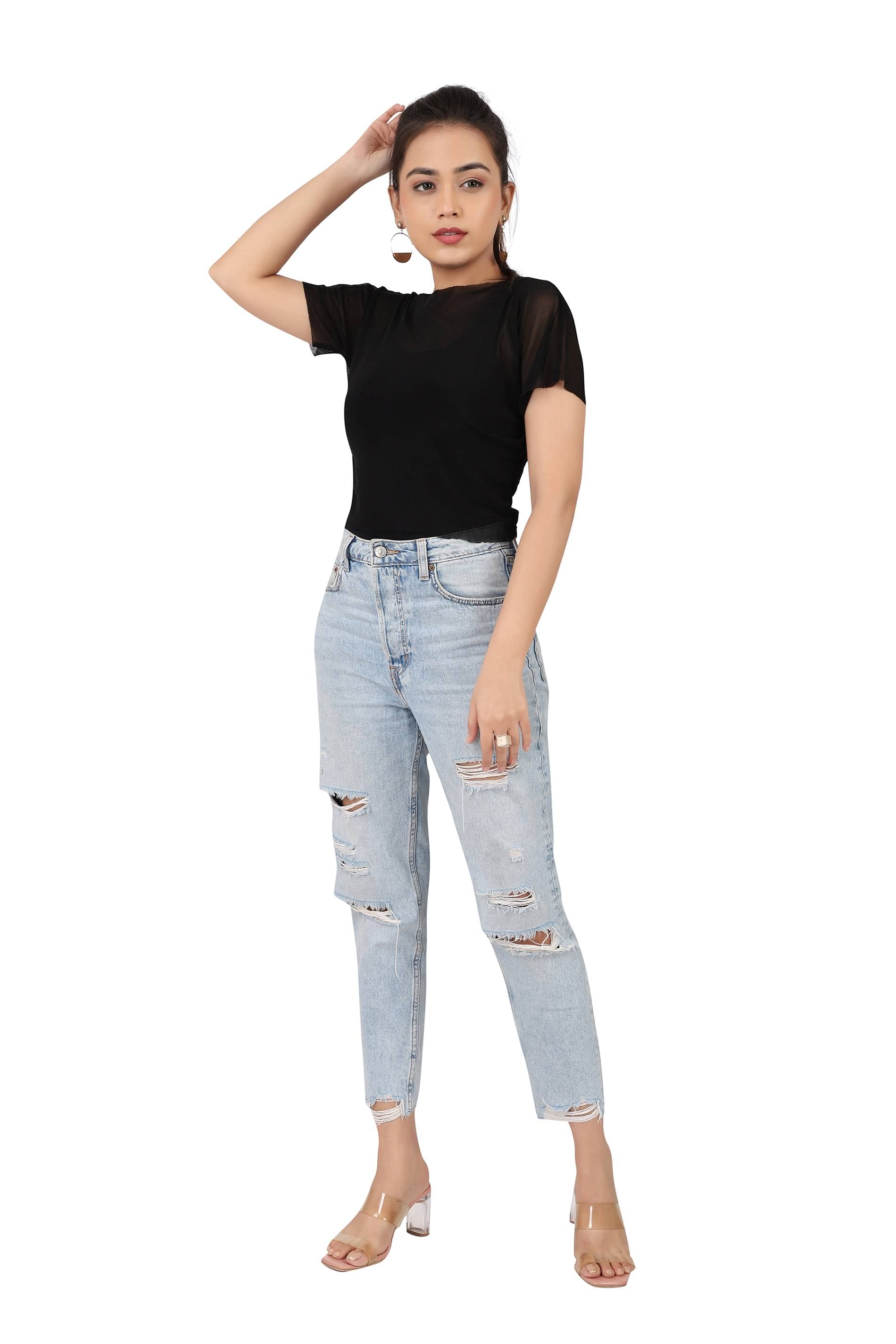Leean Patterns White Net Women's Crop Top ( Pack of 1 ) Leean Patterns White Net Women's Crop Top ( Pack of 1 )