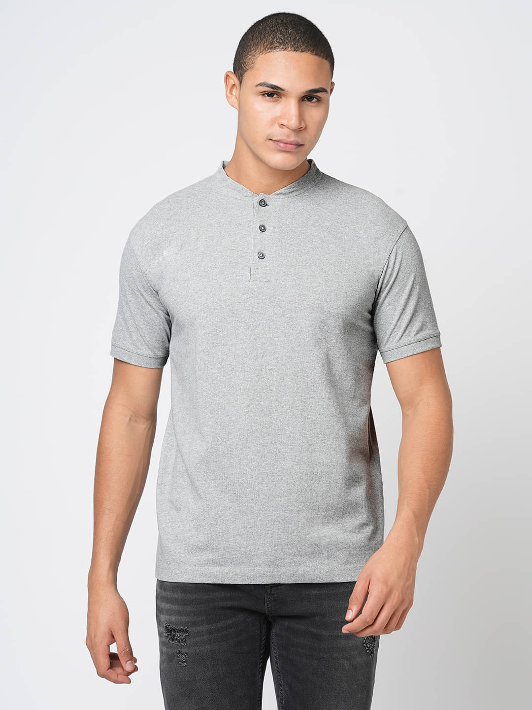 Leean Patterns Pack of 1 Cotton Blend Regular Fit Men's T-Shirt ( Grey ) Leean Patterns Pack of 1 Cotton Blend Regular Fit Men's T-Shirt ( Grey )