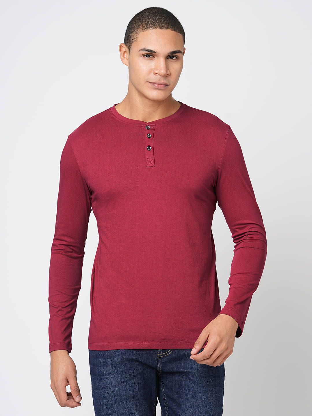     			Leean Patterns Pack of 1 Cotton Blend Regular Fit Men's T-Shirt ( Wine )
