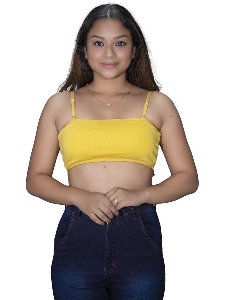Leean Patterns Lycra Non Padded Women's Cami bra ( Yellow ) SCS2024 Leean Patterns Lycra Non Padded Women's Cami bra ( Yellow ) SCS2024